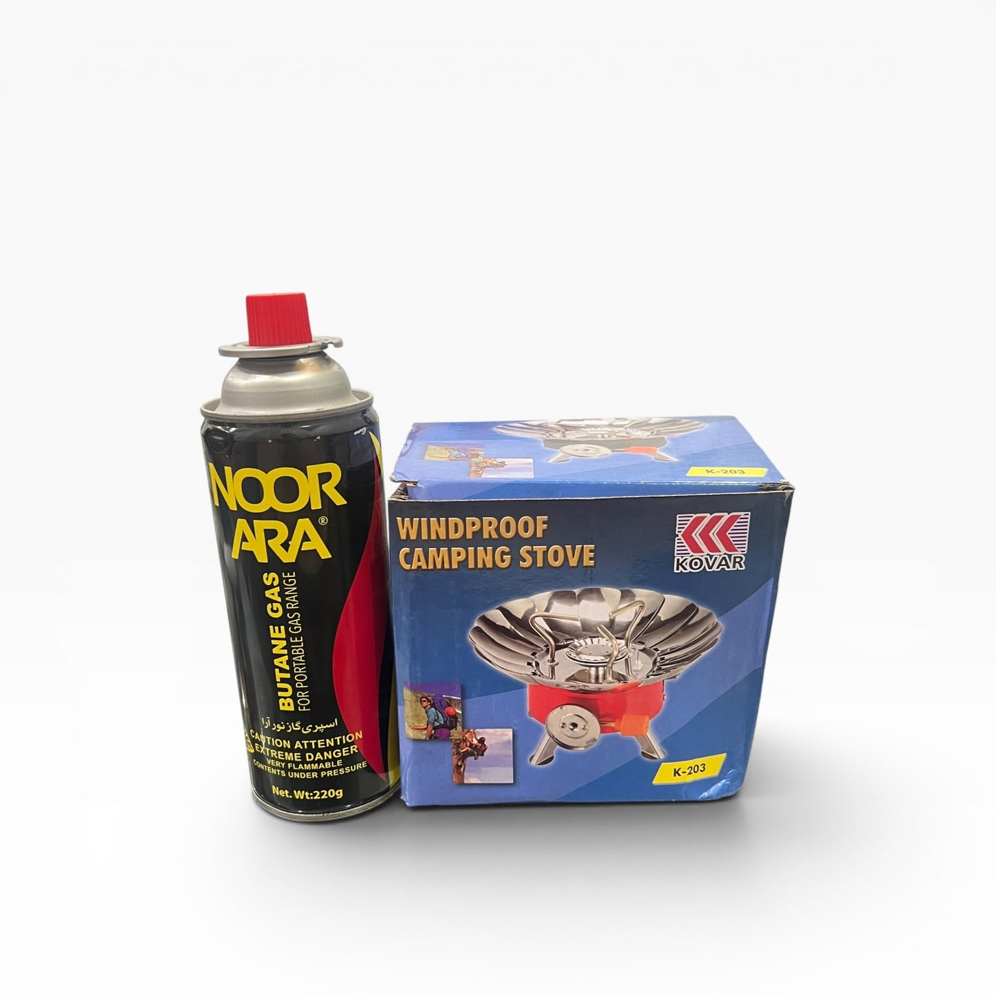 Portable stove for camping with gas bottle