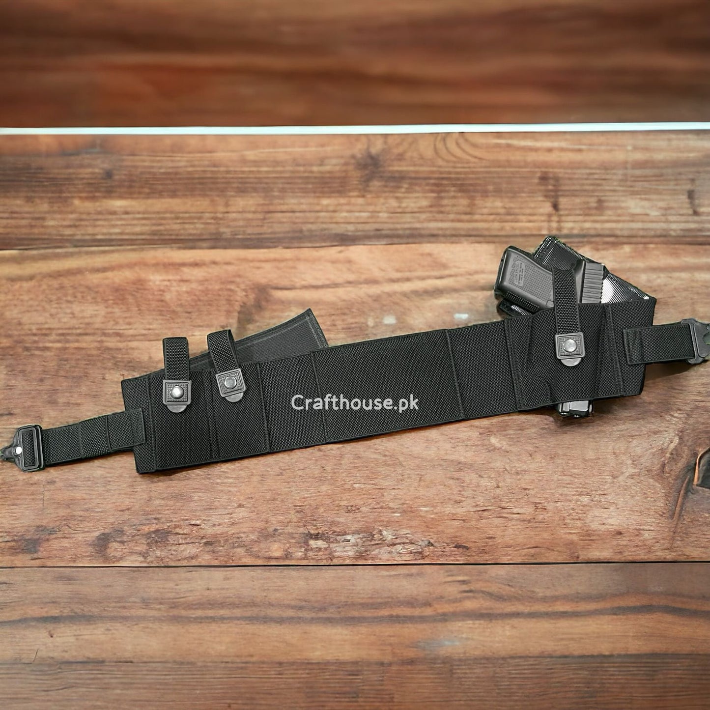 CONCEALED CARRY BELLY BAND HOLSTER WITH 2 SPARE MAG POUCHES AND 1 LICENCE POUCH