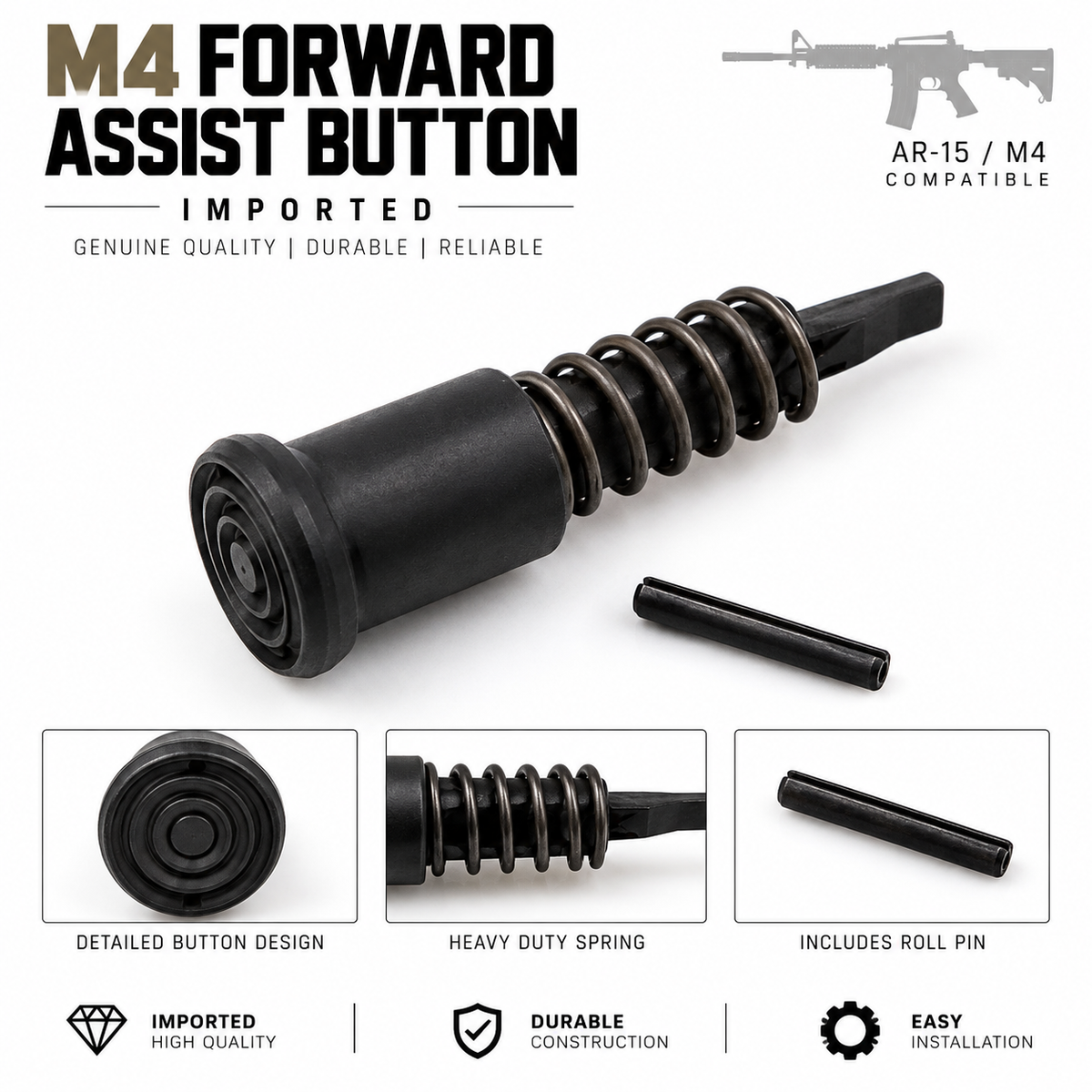 M4 Forward Assist Button Assembly – Imported (Made in China)