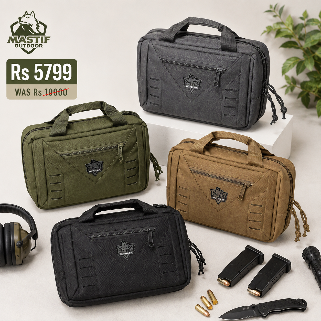 Mastif Outdoor Dual Pistol Bag with multi compartments