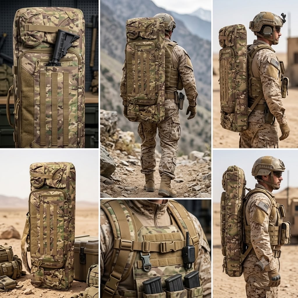 Heavy-Duty Tactical Gun Case with Dual Compartments & Multiple Storage Pockets