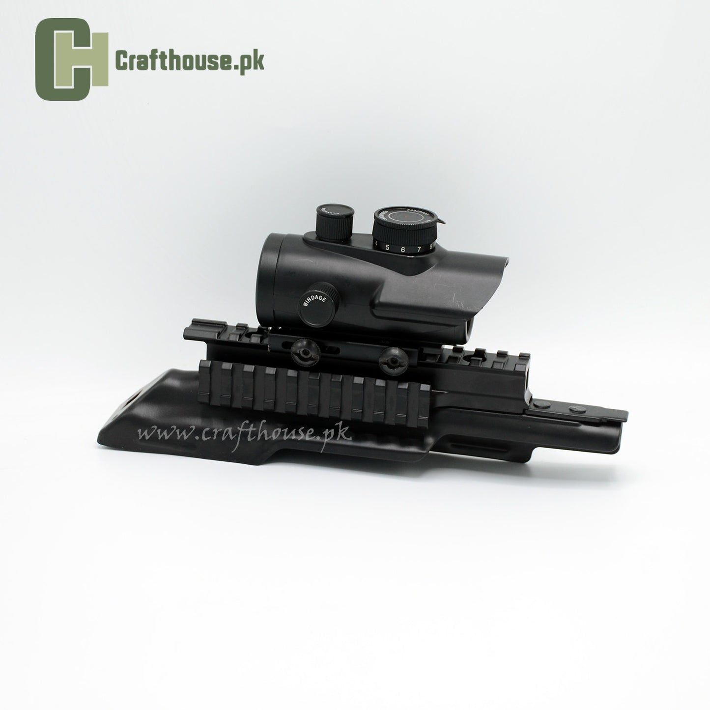 Red Dot Sight with Aluminum Dust Cover Rail for AK-47 & .44 Bore Rifles