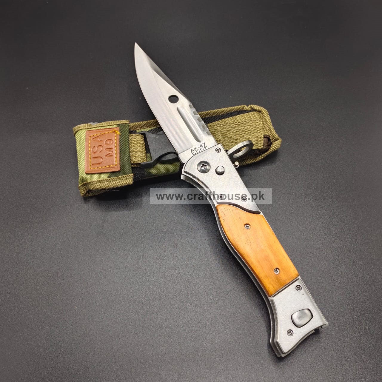 Ak-47 CCCP Survival Folding Knife Spring Loaded Folding Bayonet Medium size