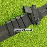 CONCEAL CARRY BELLY BAND HOLSTER WITH FOUR MAGAZINE POUCHES AND LICENSE POCKET – BLACK, UP TO 40 INCHES