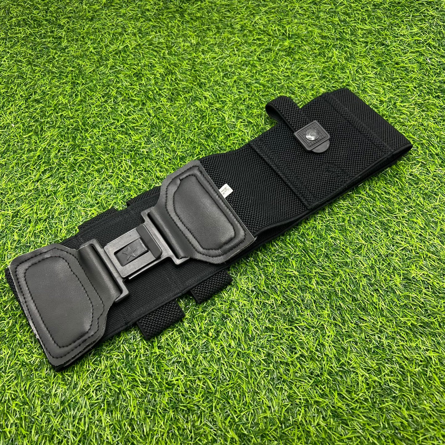 UNIVERSAL CONCEAL CARRY BELLY BAND HOLSTER WITH 2 MAGAZINE POUCHES AND 1 LICENSE POUCH LASTIC BLACK