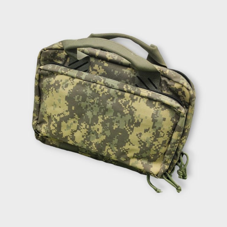 GPS TACTICAL DUAL PISTOL BAG – CAMOUFLAGE, MADE IN USA, MULTIPLE POCKETS