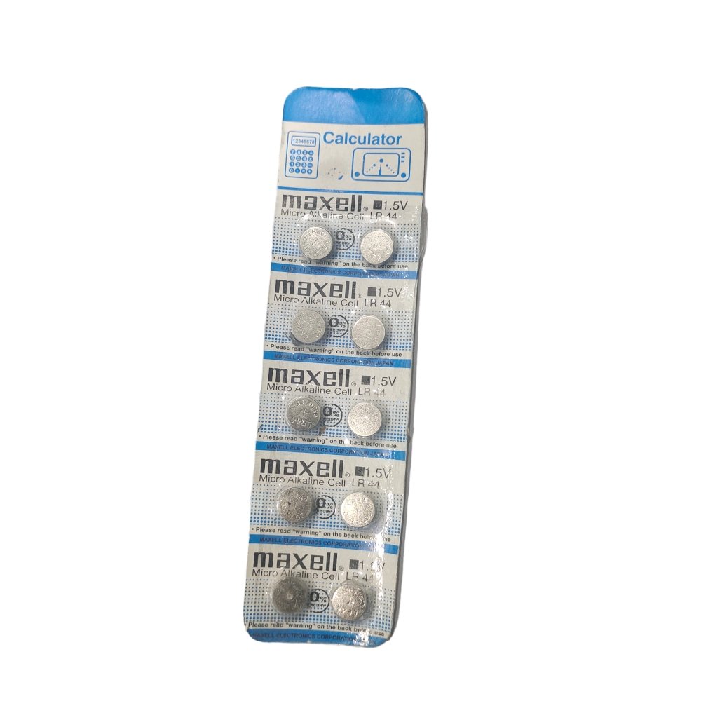 MAXELL 1.5V LR44 MICRO ALKALINE CELL -PACK OF 10 CELLS – FOR LASERS – CALCULATORS – RED DOT SIGHTS