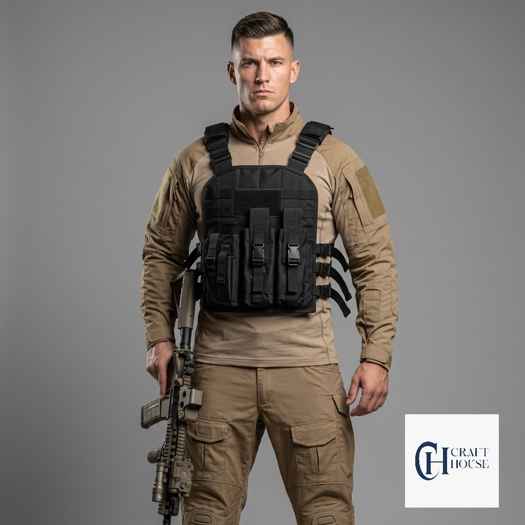 Military Vest with 2 Mag Capacity and Holster