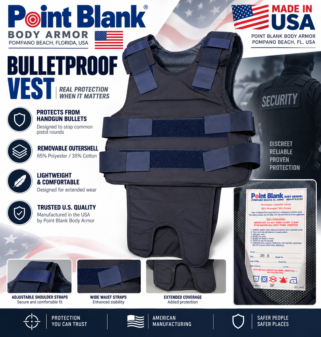Point Blank Bulletproof Vest – Made in USA | Handgun Ballistic Protection