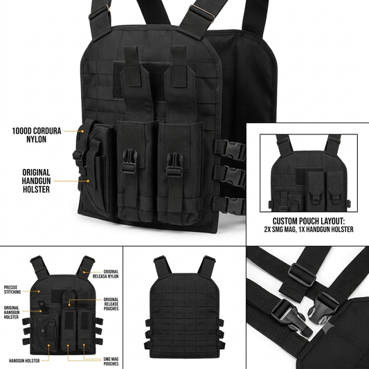 Military Vest with 2 Mag Capacity and Holster