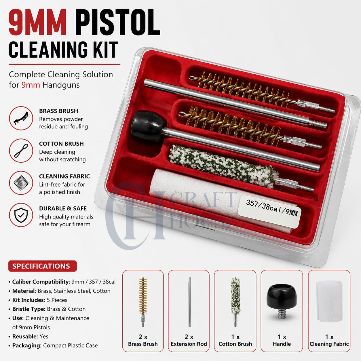 Cleaning kit for 9mm - Universal for All 9mm