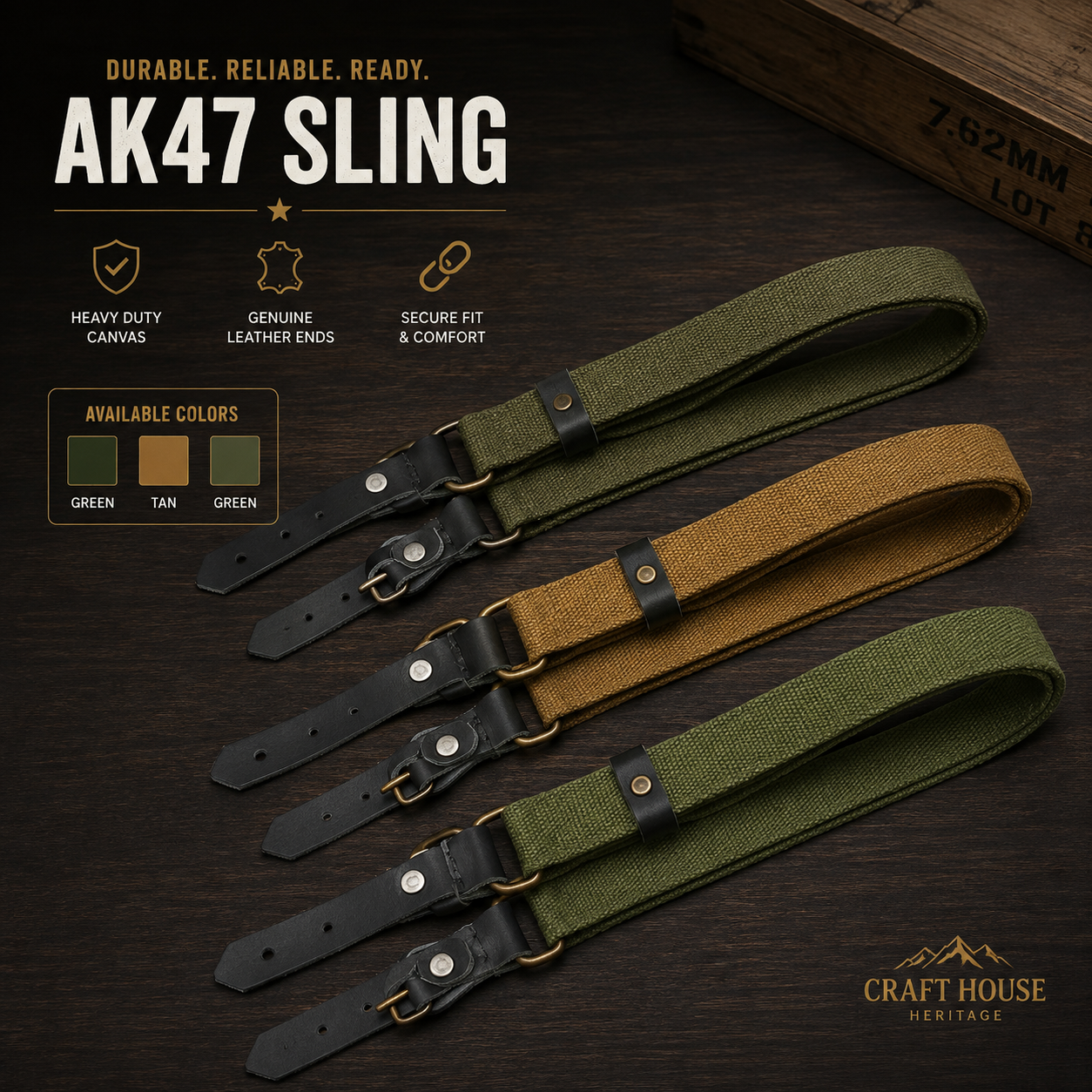 Ak 47 slings with leather straps