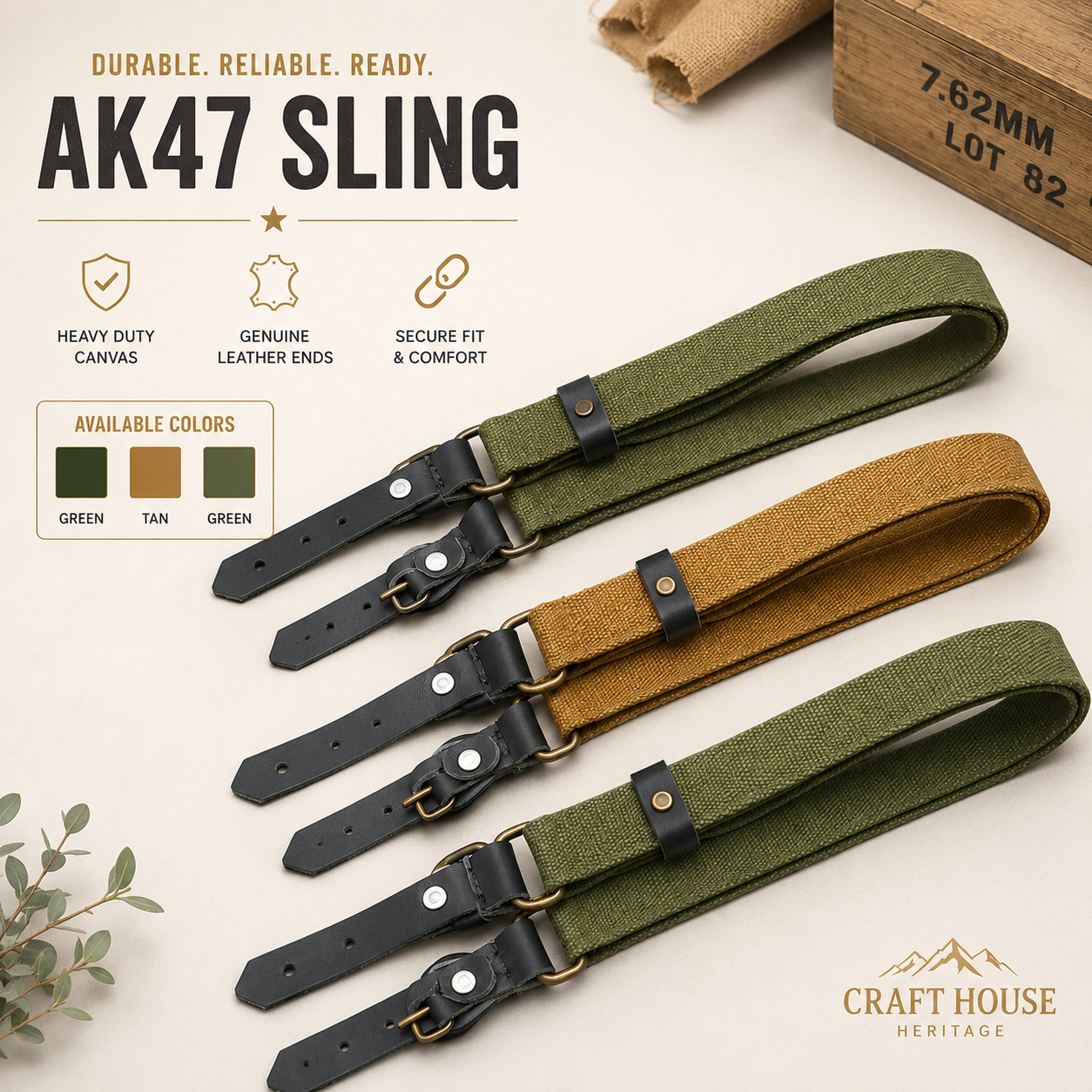 Ak 47 slings with leather straps