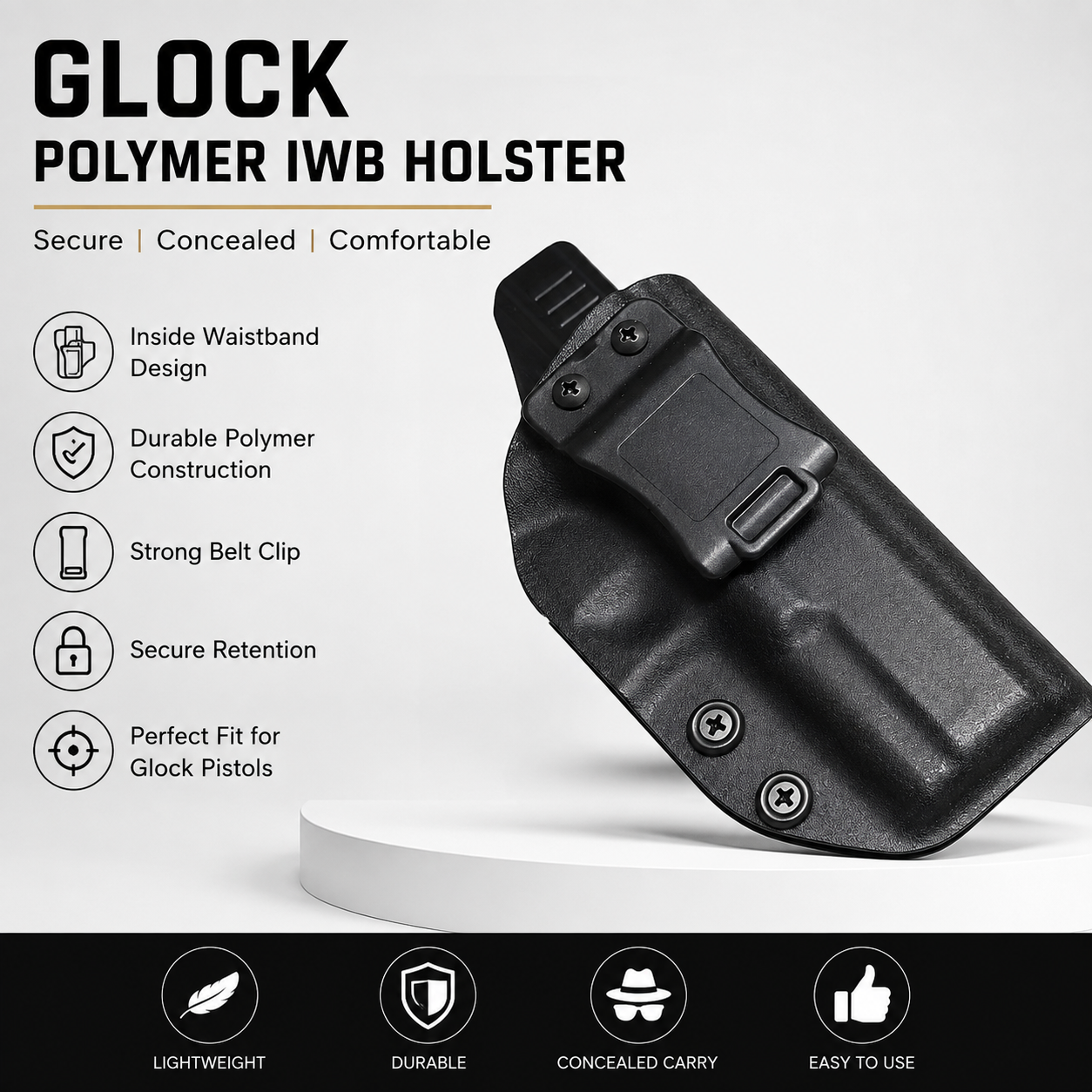 Glock IWB polymer Holster - Black