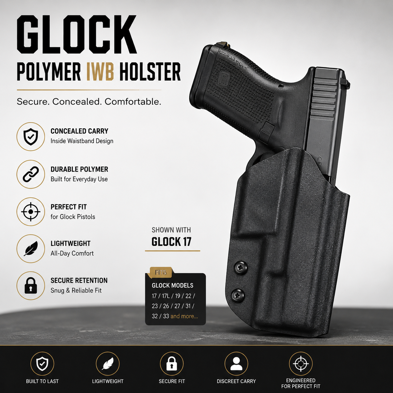 Glock IWB polymer Holster - Black