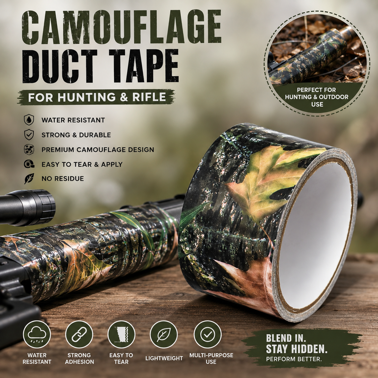 Camouflage Duct Tape – Woodland Pattern