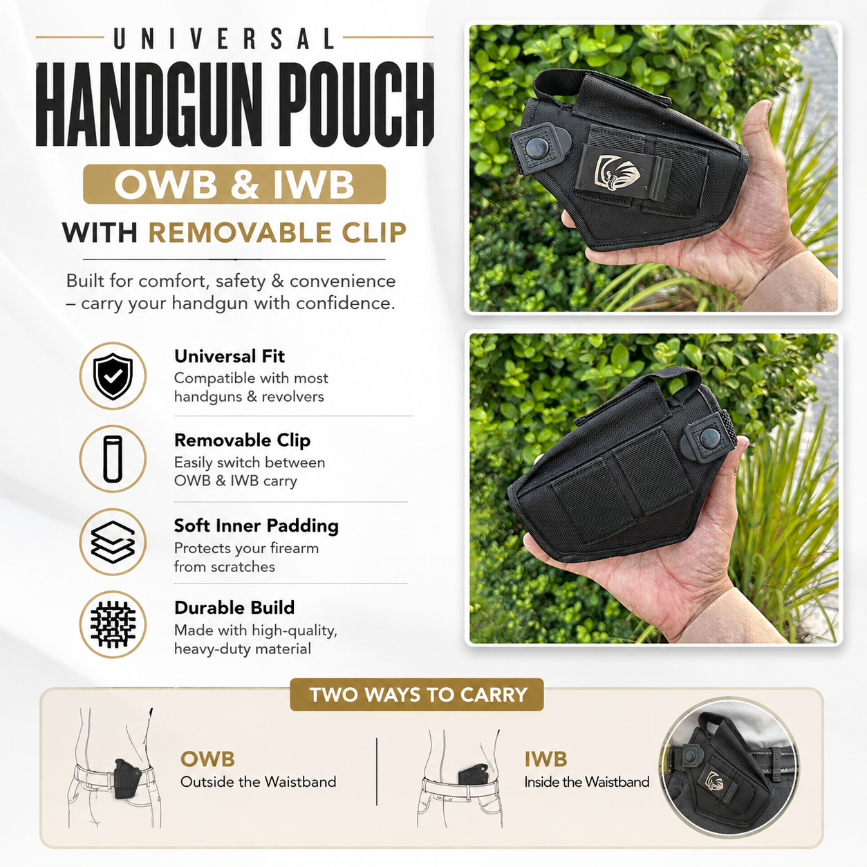 IWB & OWB Parachute Holster With 1 mg pouch