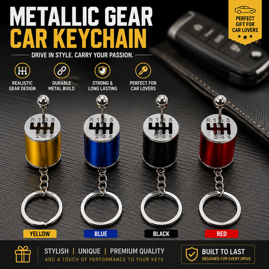 Metallic Gear Car Keychain – Premium Metal Shift Knob Keyring