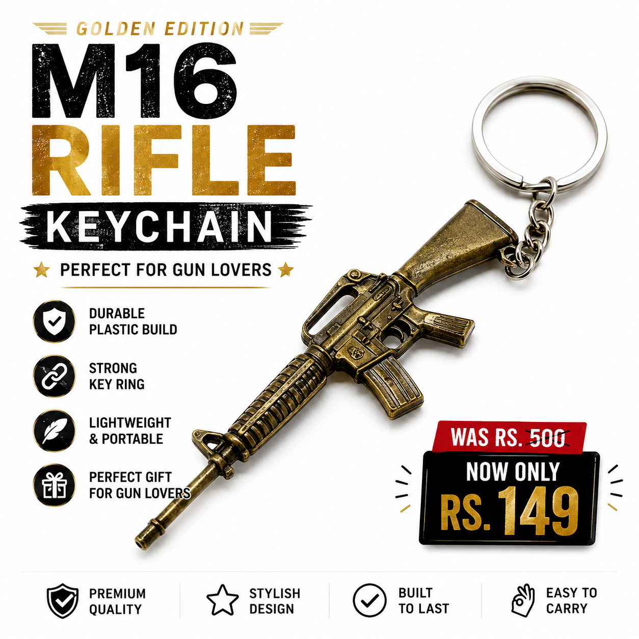 M16 keychain 3.2 inches- plastic