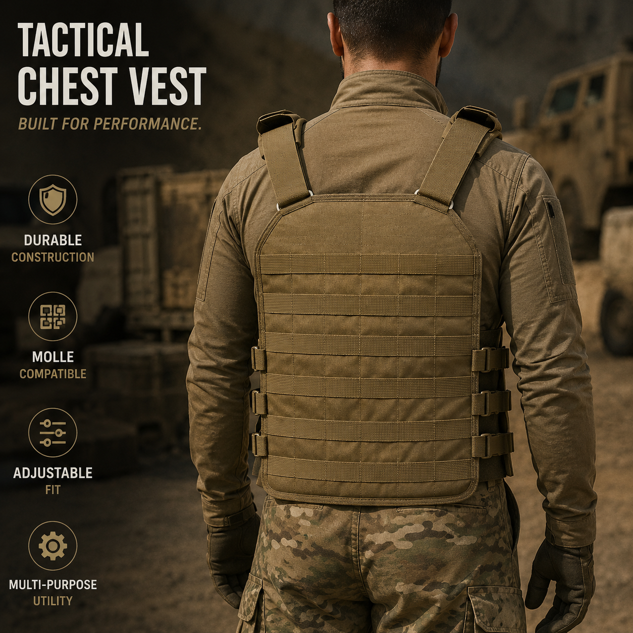 Military vest with 2 mag pouch