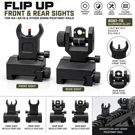 Dual Flip-Up Iron Sights for M4 / AR-15 – 20mm Picatinny Rail