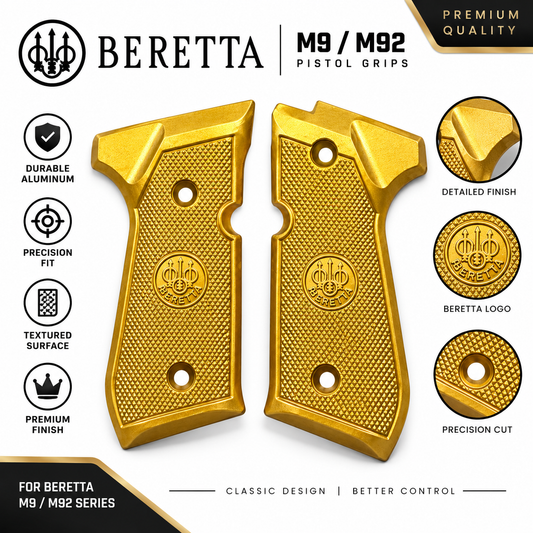 Side grips for Beretta 9mm pistols- Golden