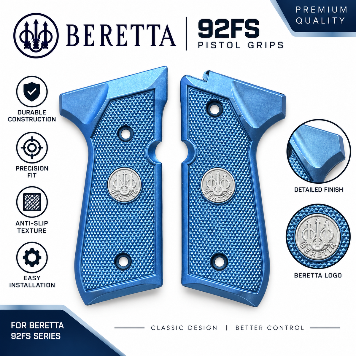 Side grips for beretta 92 fs -Blue