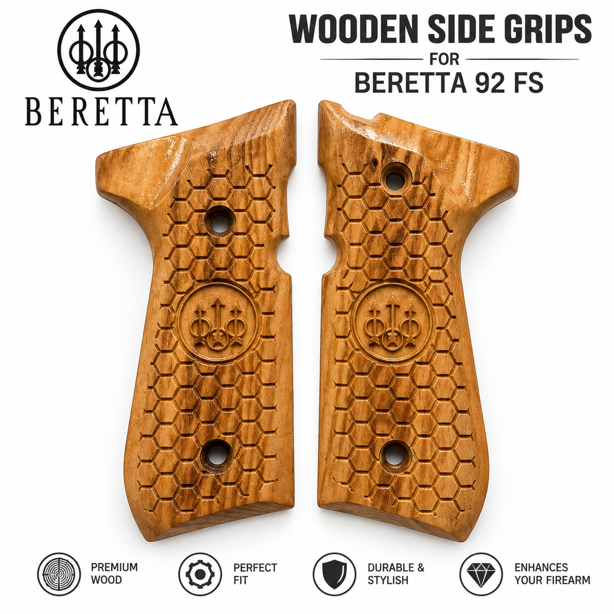 Beretta 92fs CNC made wooden side grips
