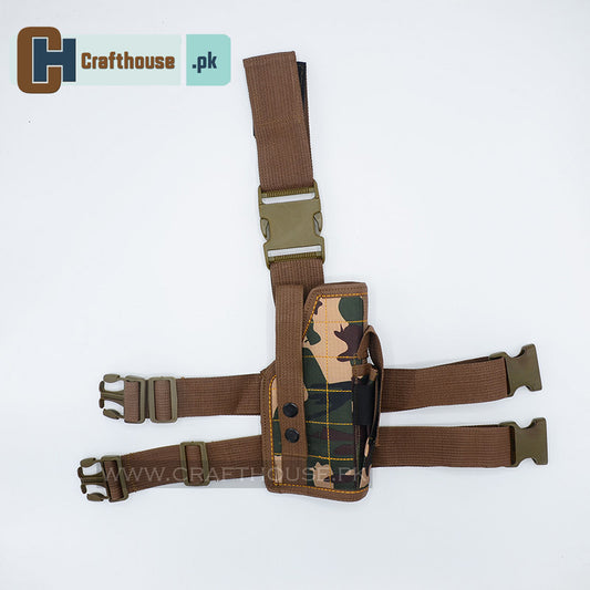 Universal Thigh Holster Right Leg holster for 9mm and 30 bore pistols – Camoflauge Brown