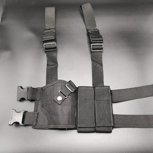 Black Thigh Holster with 2 Spare Mag Pouches – Parachute Material