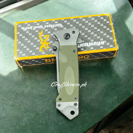 Browning Pocket Knife – 8.5" Full Metal with Green Handle