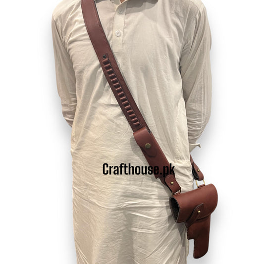 Crossbody Genuine leather holster for 9mm