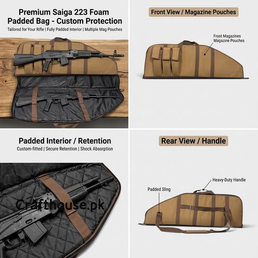 Foam Padded Saiga .223 Long Barrel Rifle Bag -Golden