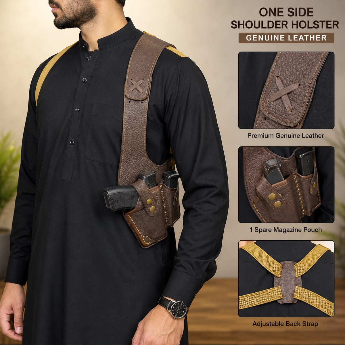 Single Side Leather Shoulder holster for 9mm Pistols
