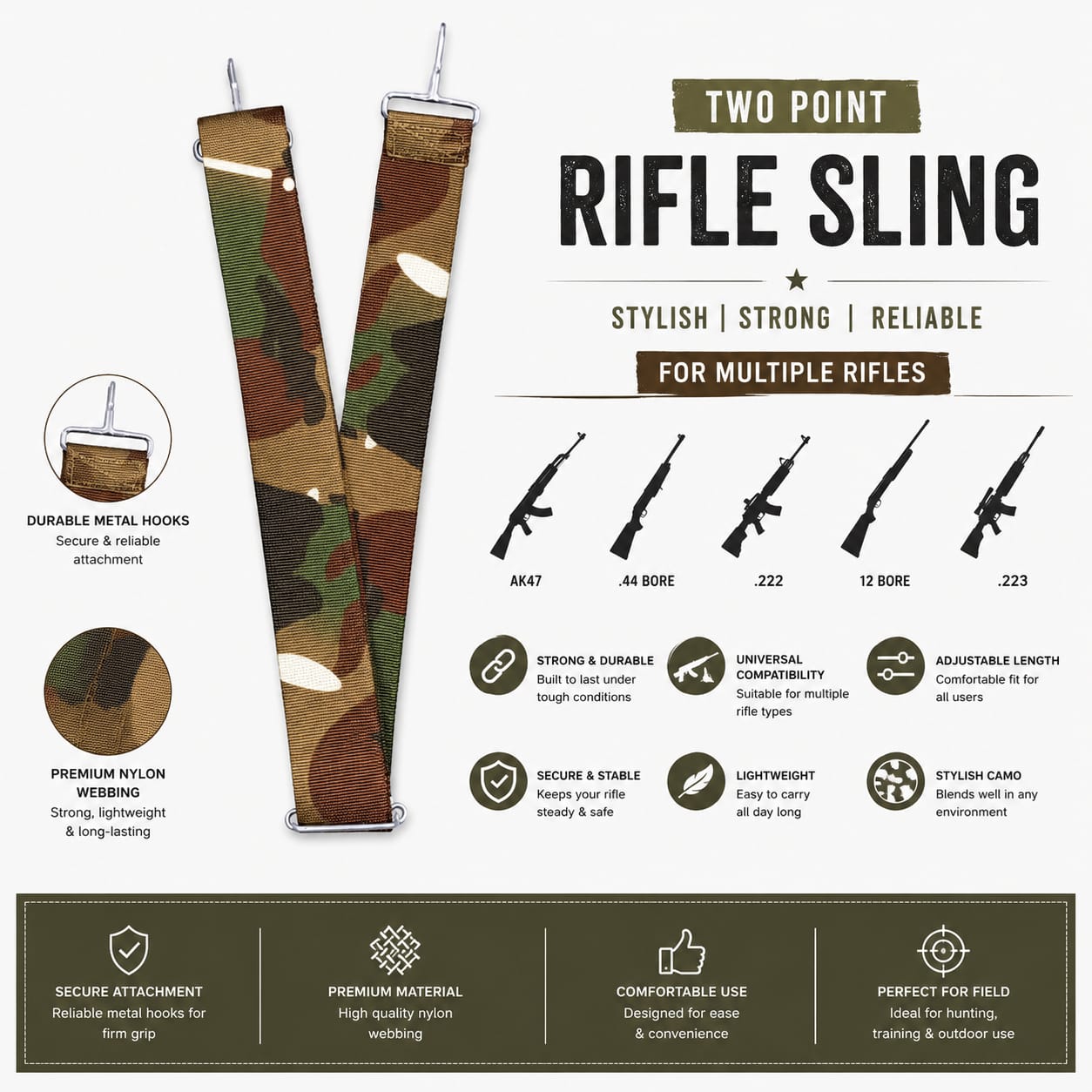 Two-Point Adjustable Outdoor Carry Sling