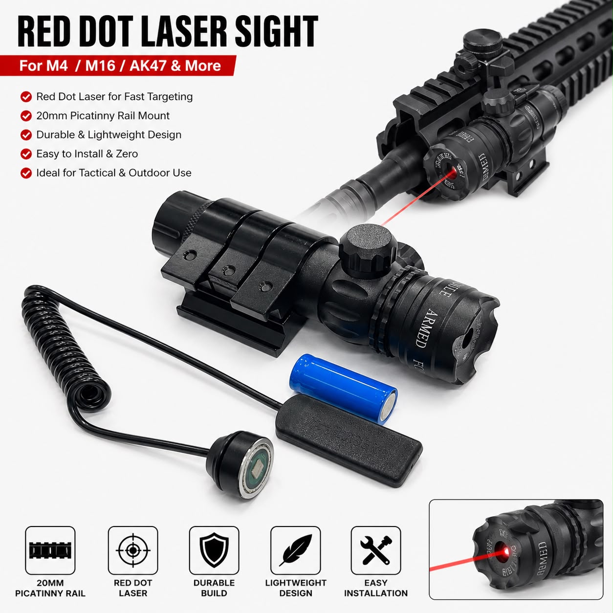 Red Dot Laser Sight for M4 & 20mm Picatinny Rail