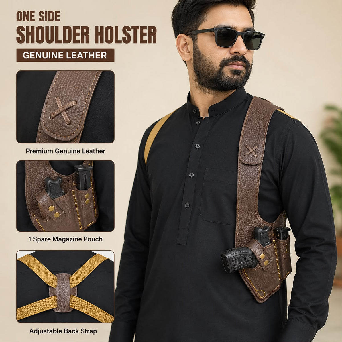 Single Side Leather Shoulder holster for 9mm Pistols