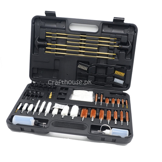 UNIVERSAL ALL-IN-ONE CLEANING KIT FOR PISTOLS, REVOLVERS, SHOTGUNS, AND ASSAULT RIFLES – IMPORTED WITH BRASS AND COTTON BRUSHES, EXTENDABLE RODS