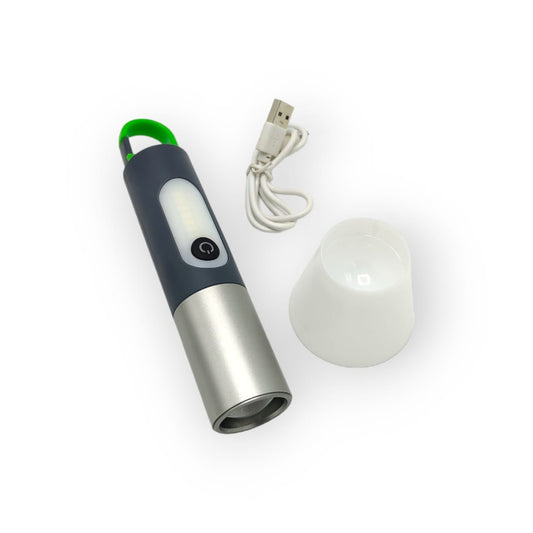 Rechargeable Zoomable Flashlight with Type-C Charging and Lamp Cover