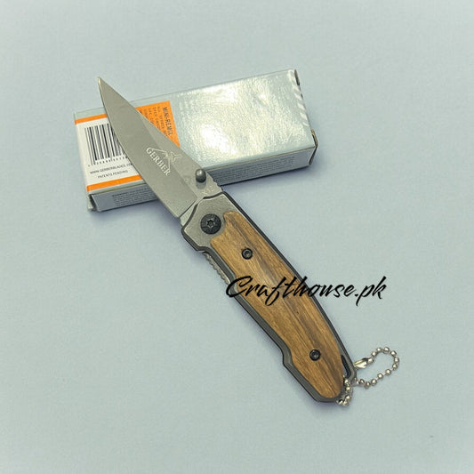 Gerber Pocket Knife – Folding Knife with Wooden Handle, 7 cm Blade, 15 cm Overall Length