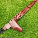 ADJUSTABLE LEATHER BELLY HOLSTER FOR 9MM PISTOLS – 1 SPARE MAGAZINE POUCH, 30-ROUND BULLET CAPACITY